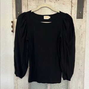 Nation LTD Evita Black Puff Sleeve Blouse